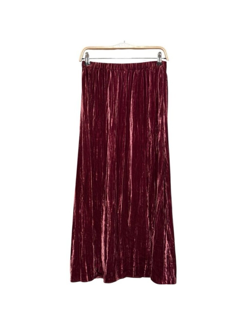 J Jill Sz S Berry Red Crushed Velvet Maxi Skirt Boho Romantic Whimsigoth - Picture 3 of 7